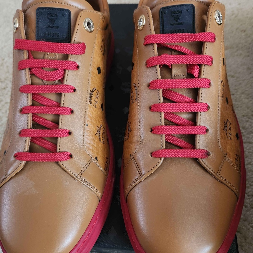 MCM Brown and Red Low Terrain Sneakers